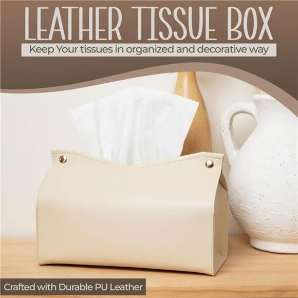Rectangular leather tissue box cover decorative tissue holder for home office ca - Picture 3 of 8